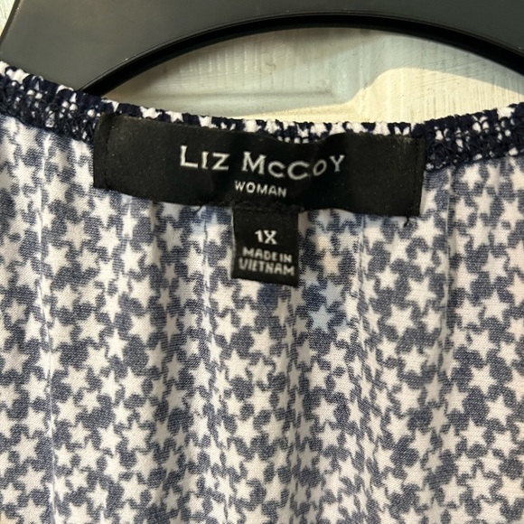 NWOT Liz McCoy Navy Blue with White Tiny Stars Throughout The Top - Picture 2 of 4